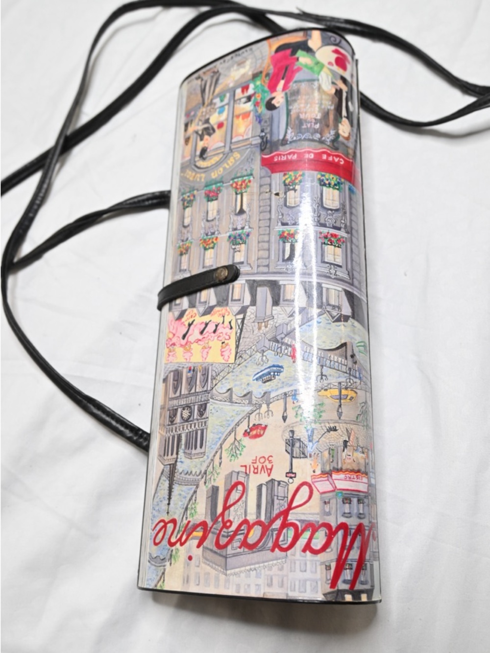 Colorful Parisian Print Crossbody Clutch